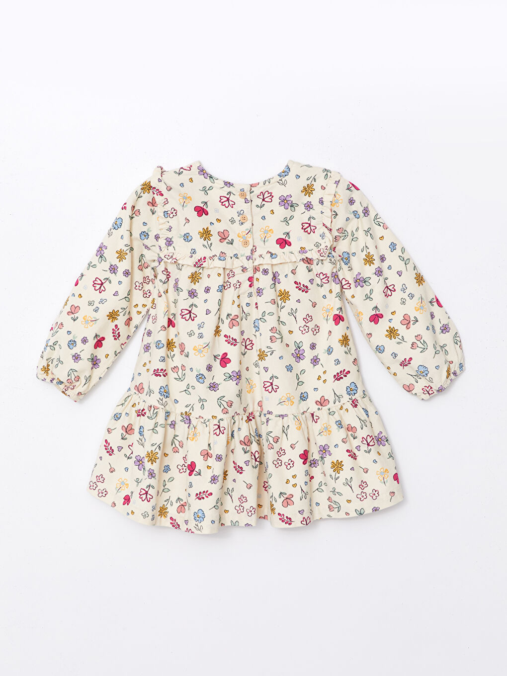 Haljina za devojčice od somota sa dugim rukavima i cvetnim dezenom-1