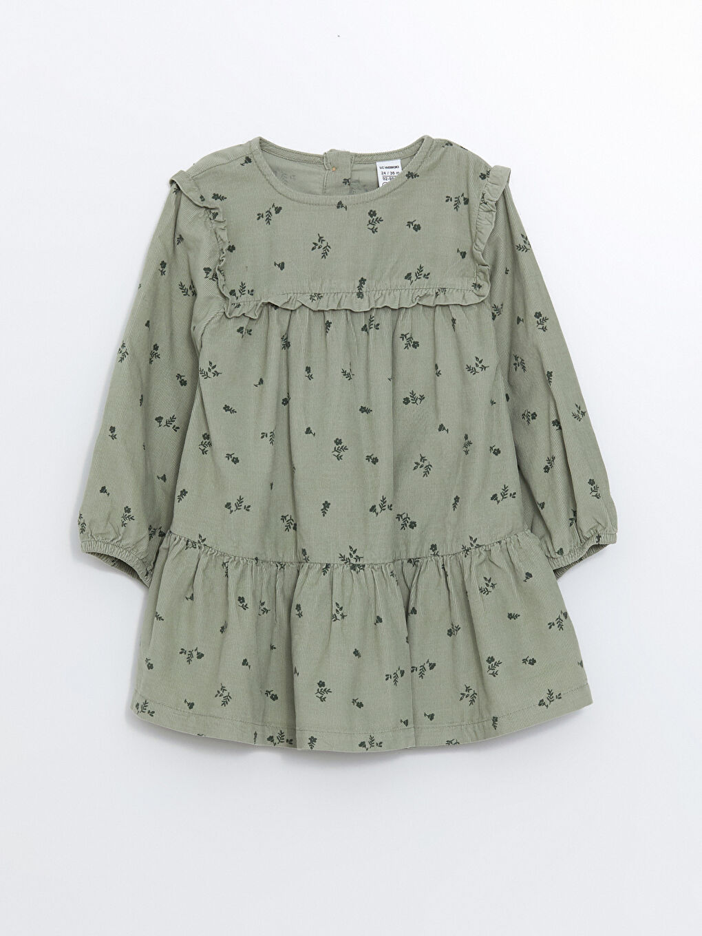 LCW Kids Langärmliges Samt-Blumenkleid für Mädchen -W4CS14Z1-LRR