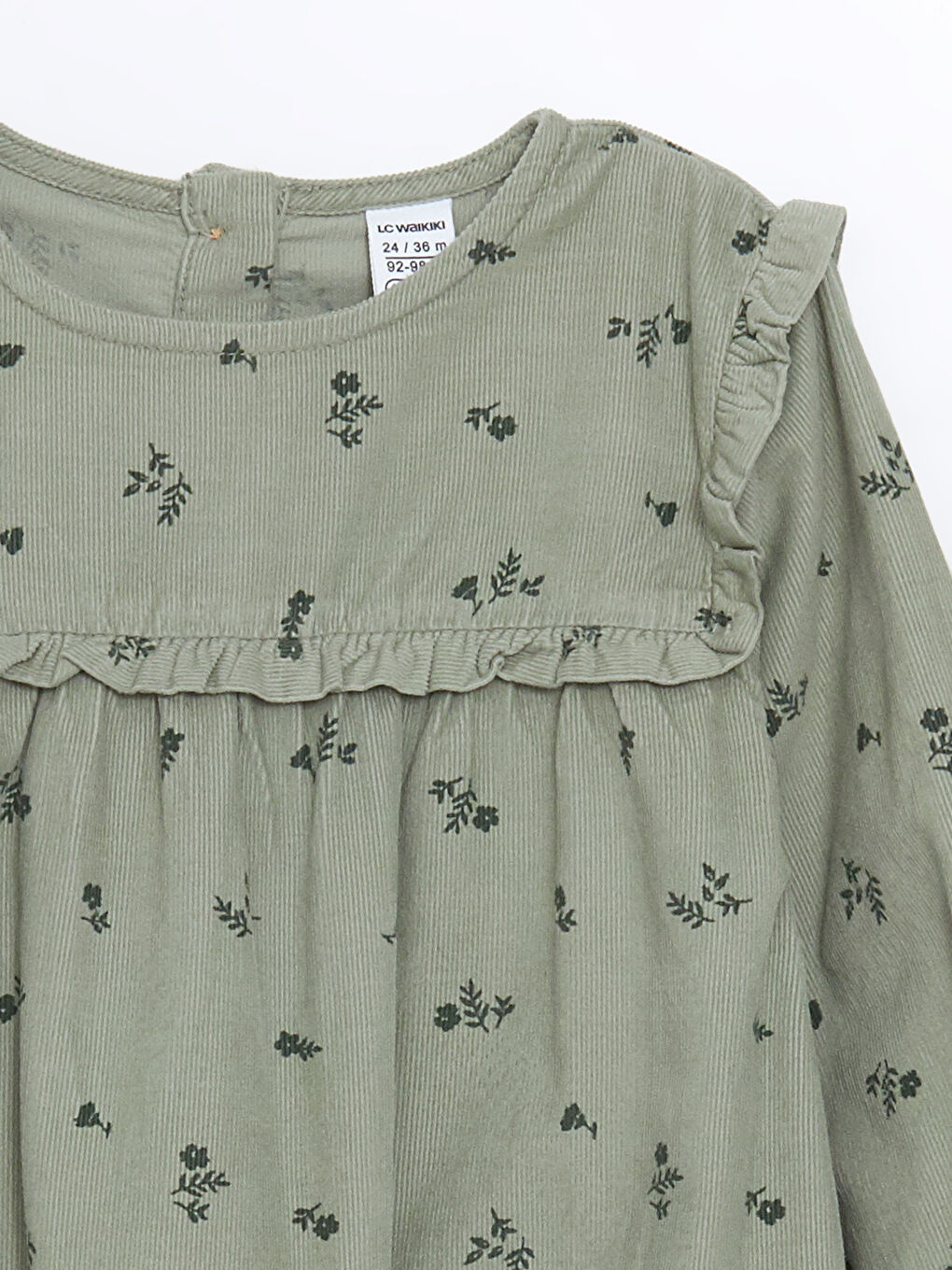 LCW Kids Langärmliges Samt-Blumenkleid für Mädchen -W4CS14Z1-LRR