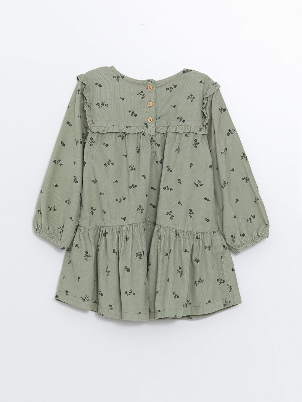 LCW Kids Langärmliges Samt-Blumenkleid für Mädchen -W4CS14Z1-LRR