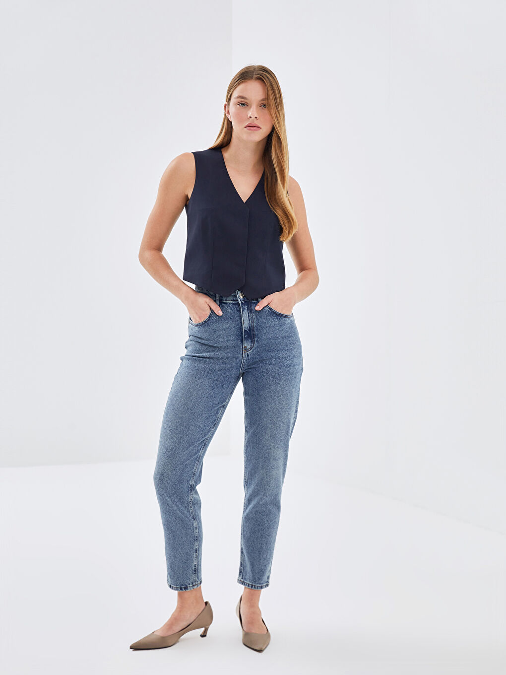 LCW Jeans İndigo Mom Fit Kadın Jean Pantolon