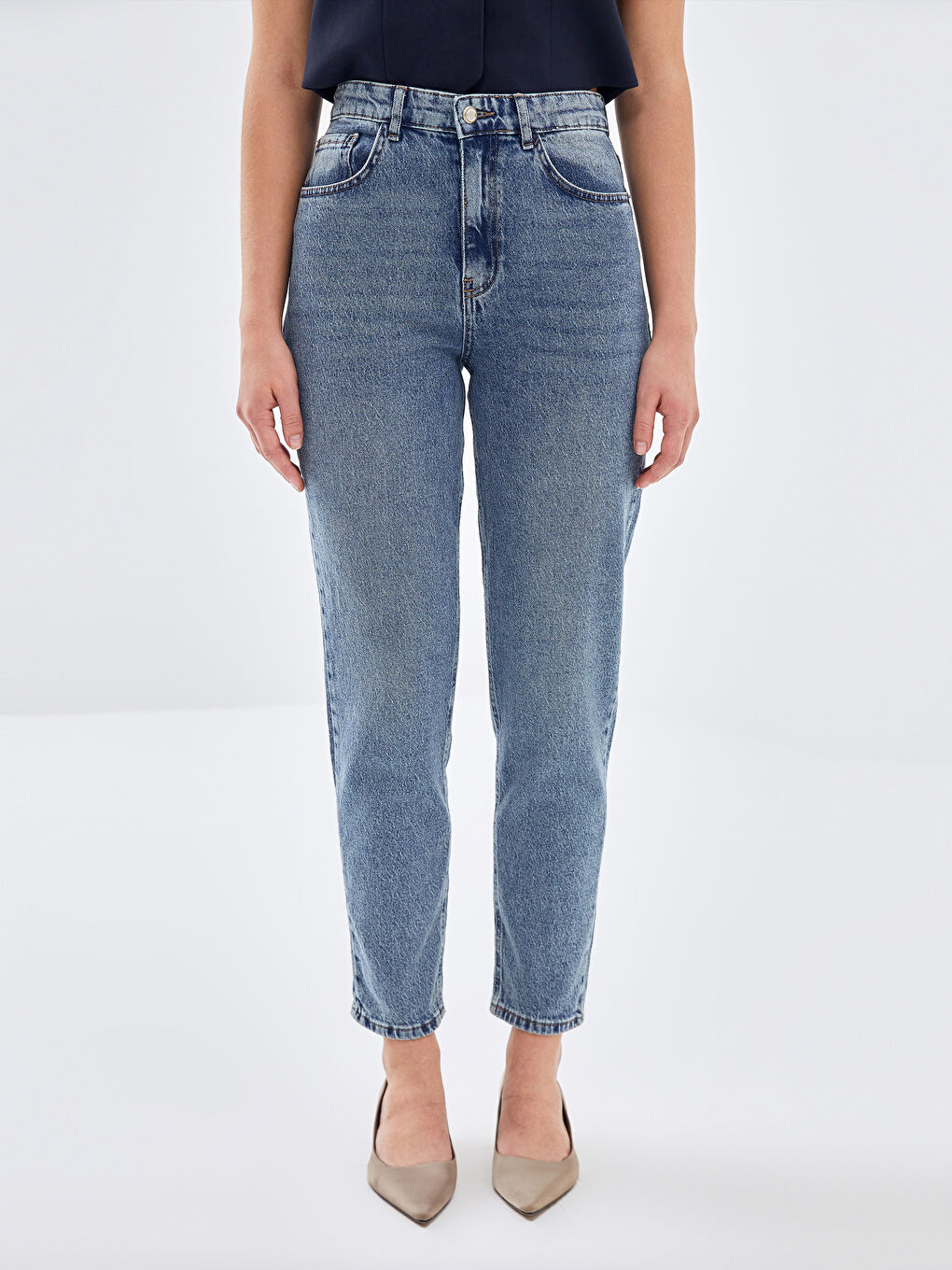 LCW Jeans İndigo Mom Fit Kadın Jean Pantolon - 1