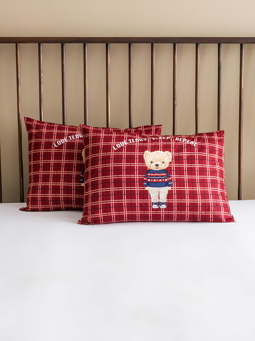 Karışık Ayı Teddy Baskılı Yastık Kılıfı 2'li 50x70 cm