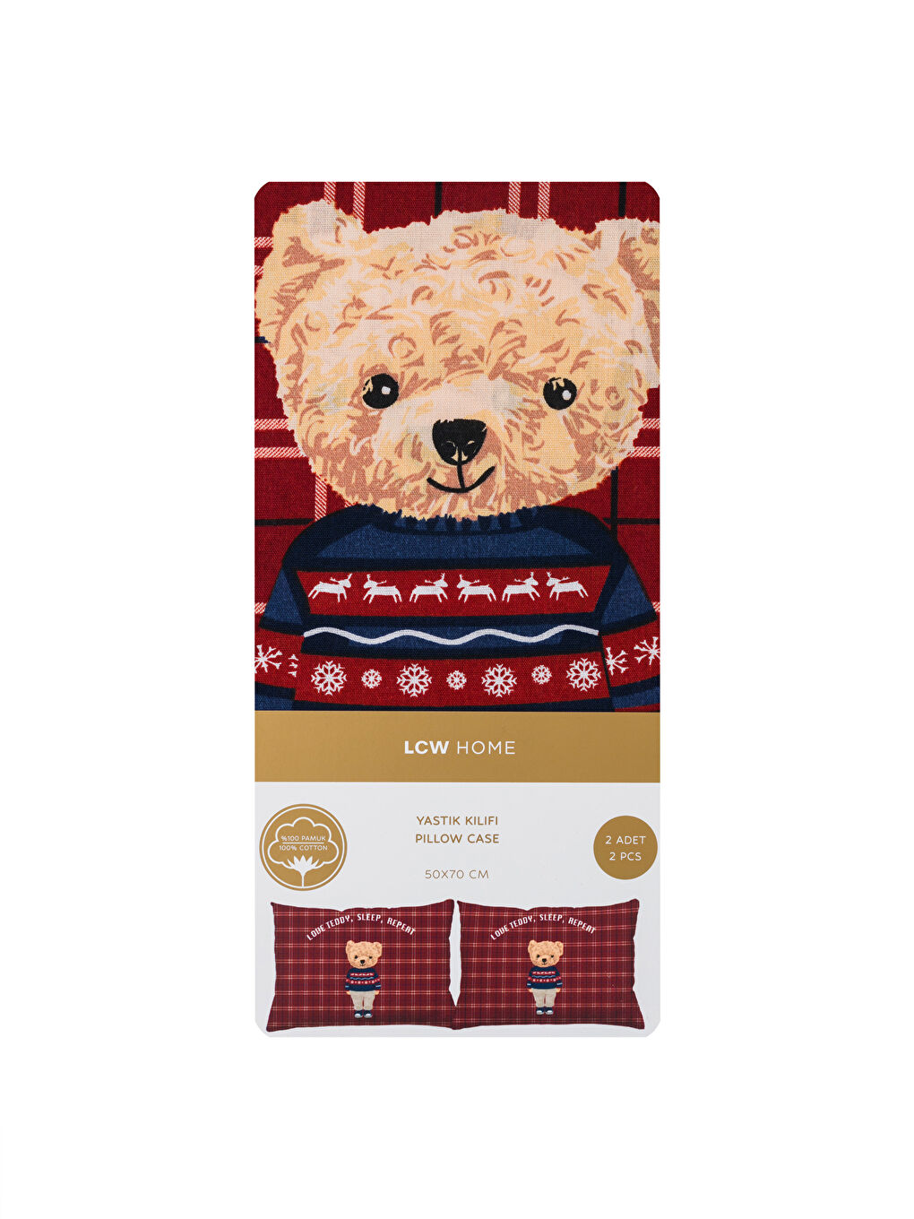 Karışık Ayı Teddy Baskılı Yastık Kılıfı 2'li 50x70 cm-2