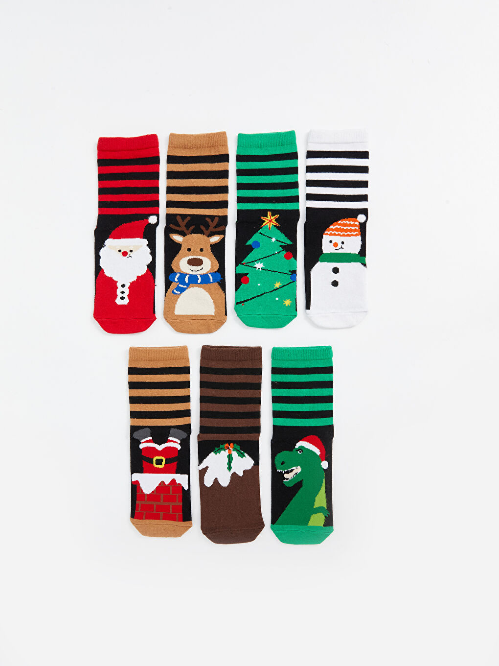 LCW Kids Christmas Themed Boys' Ankle Socks 7 Pack -W4CT49Z4-K00