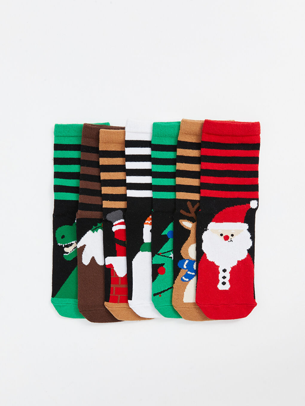 LCW Kids Christmas Themed Boys' Ankle Socks 7 Pack -W4CT49Z4-K00