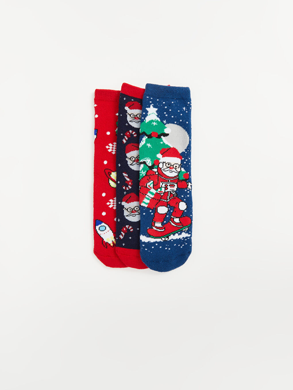 LCW Kids Christmas Themed Boys' Terry Cloth Ankle Socks 3-Pack -W4CT65Z4-K00
