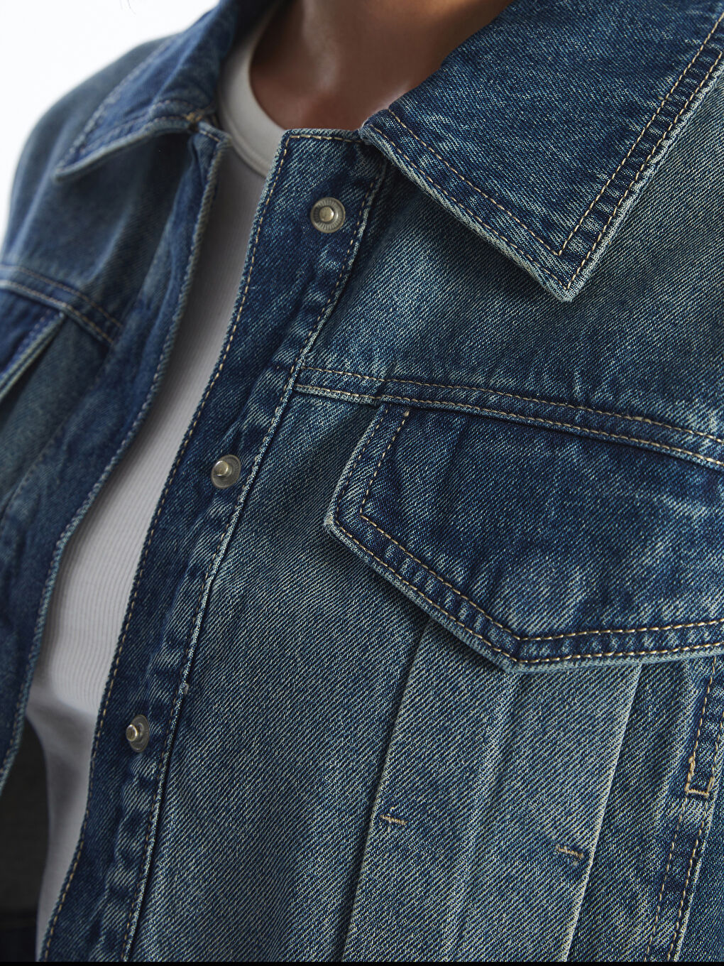 LCW Vision Veste en Jean Surdimensionnée et Courte pour Femmes -W4CU07Z8-JVU