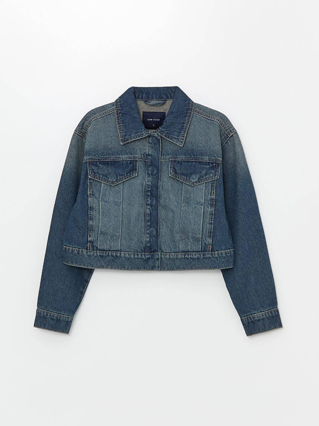 LCW Vision Veste en Jean Surdimensionnée et Courte pour Femmes -W4CU07Z8-JVU