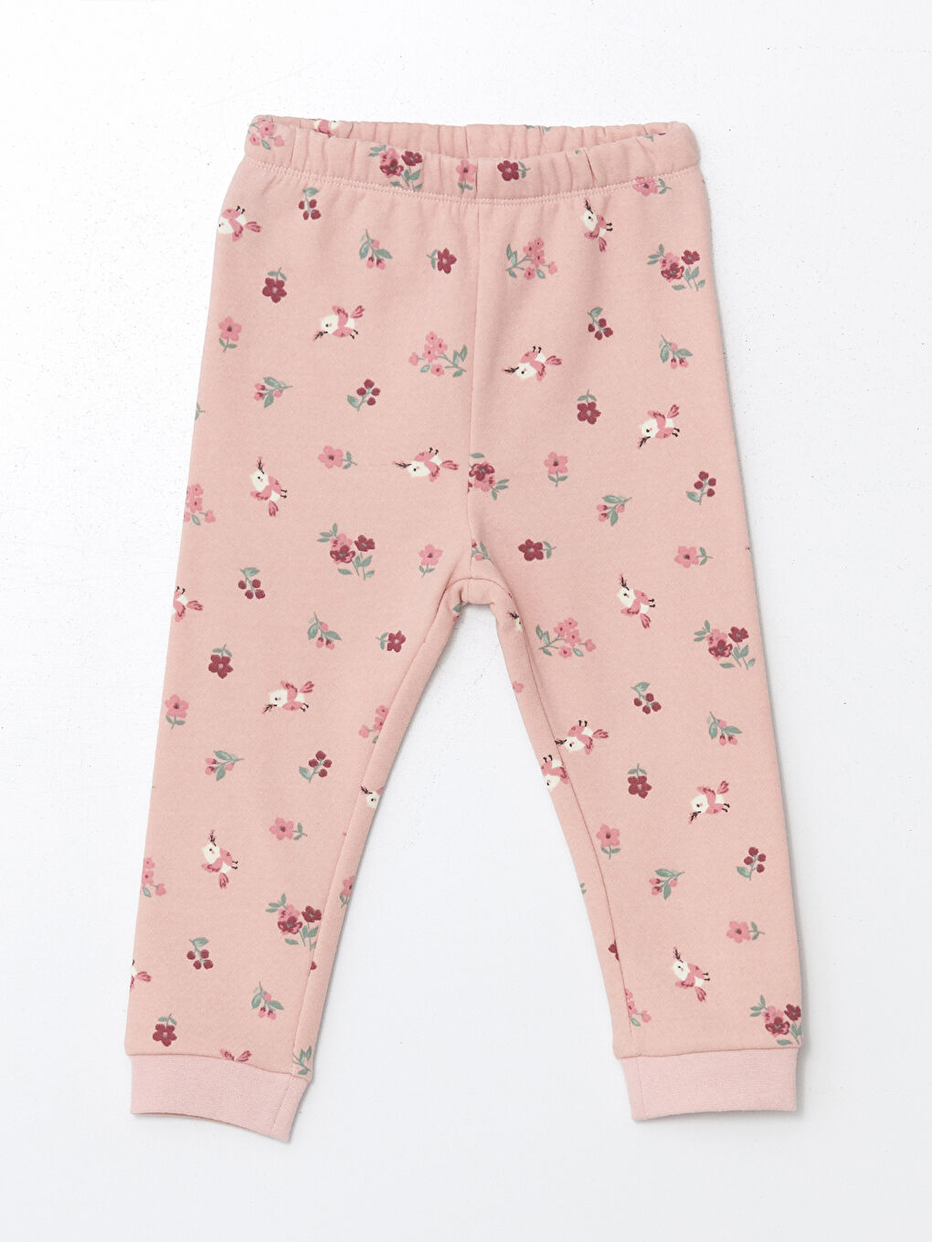 LCW baby Pembe Baskılı Beli Lastikli Baskılı Kız Bebek Pijama Alt