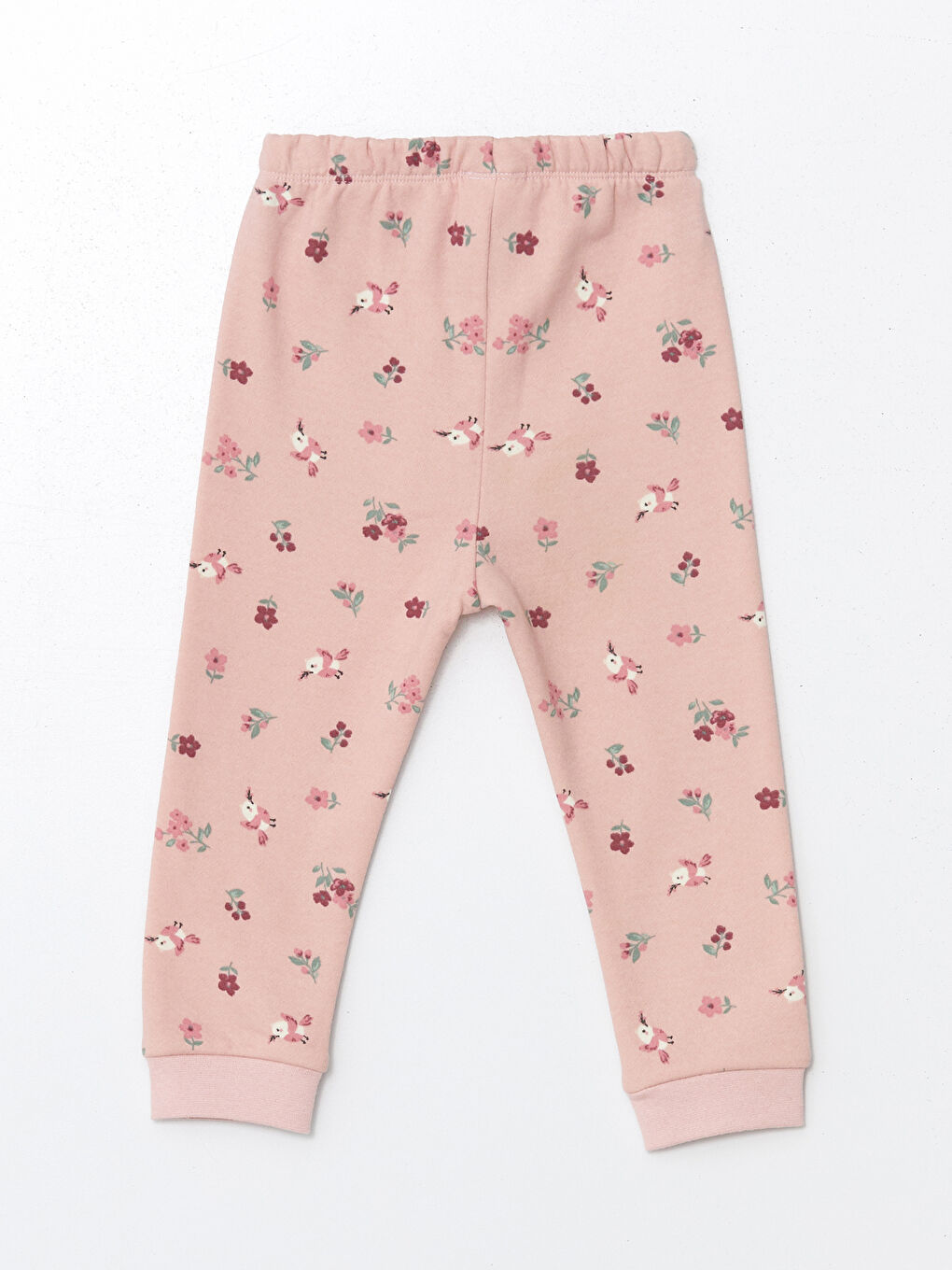 LCW baby Pembe Baskılı Beli Lastikli Baskılı Kız Bebek Pijama Alt - 1