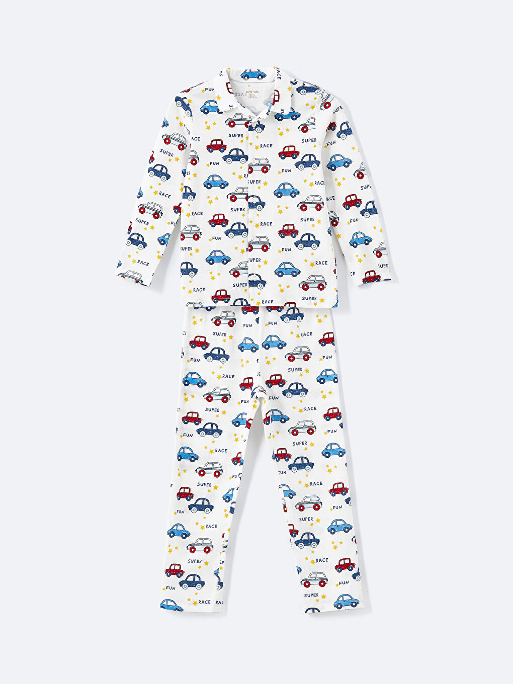 Polo Neck Long Sleeve Printed Baby Boys' Pyjama Set