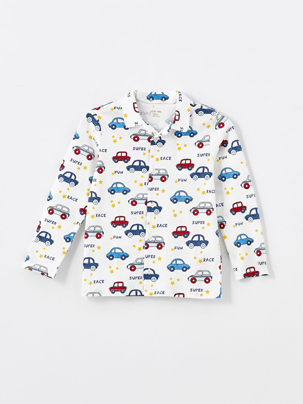 Polo Neck Long Sleeve Printed Baby Boys' Pyjama Set-1