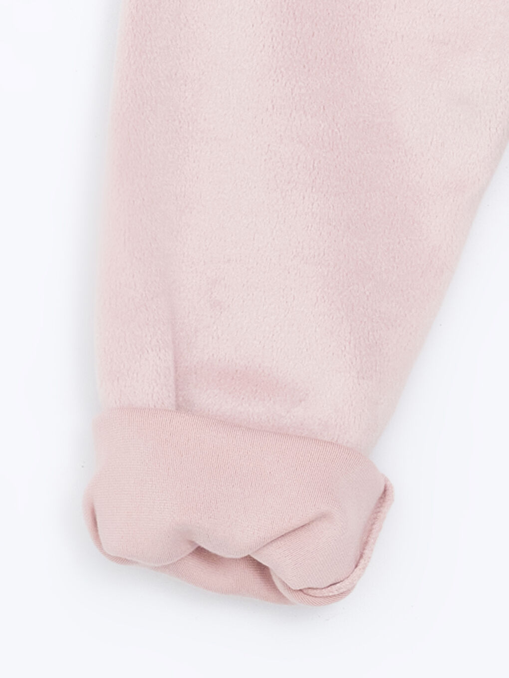 Pembe Beli Lastikli Kız Bebek Kadife Jogger Eşofman Altı-2
