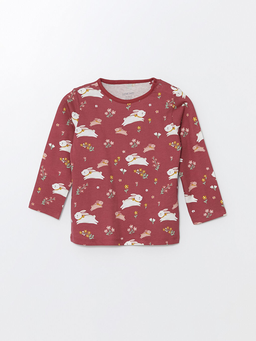 LCW baby Crew Neck Long Sleeve Printed Baby Girls Pyjama Set 2 Pack -W4CU64Z1-FDL