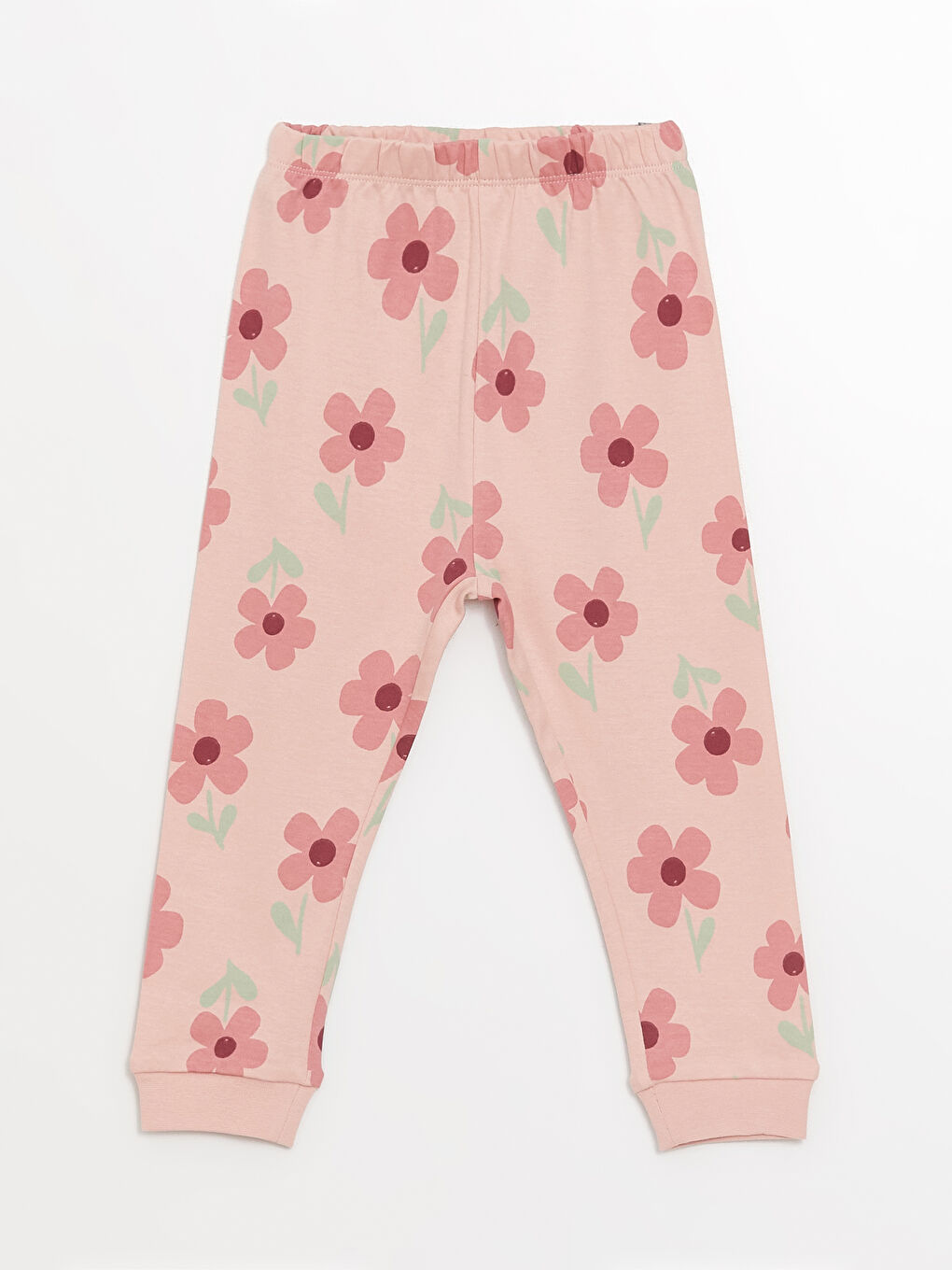 LCW baby Pembe Baskılı Beli Lastikli Çiçekli Kız Bebek Pijama Alt