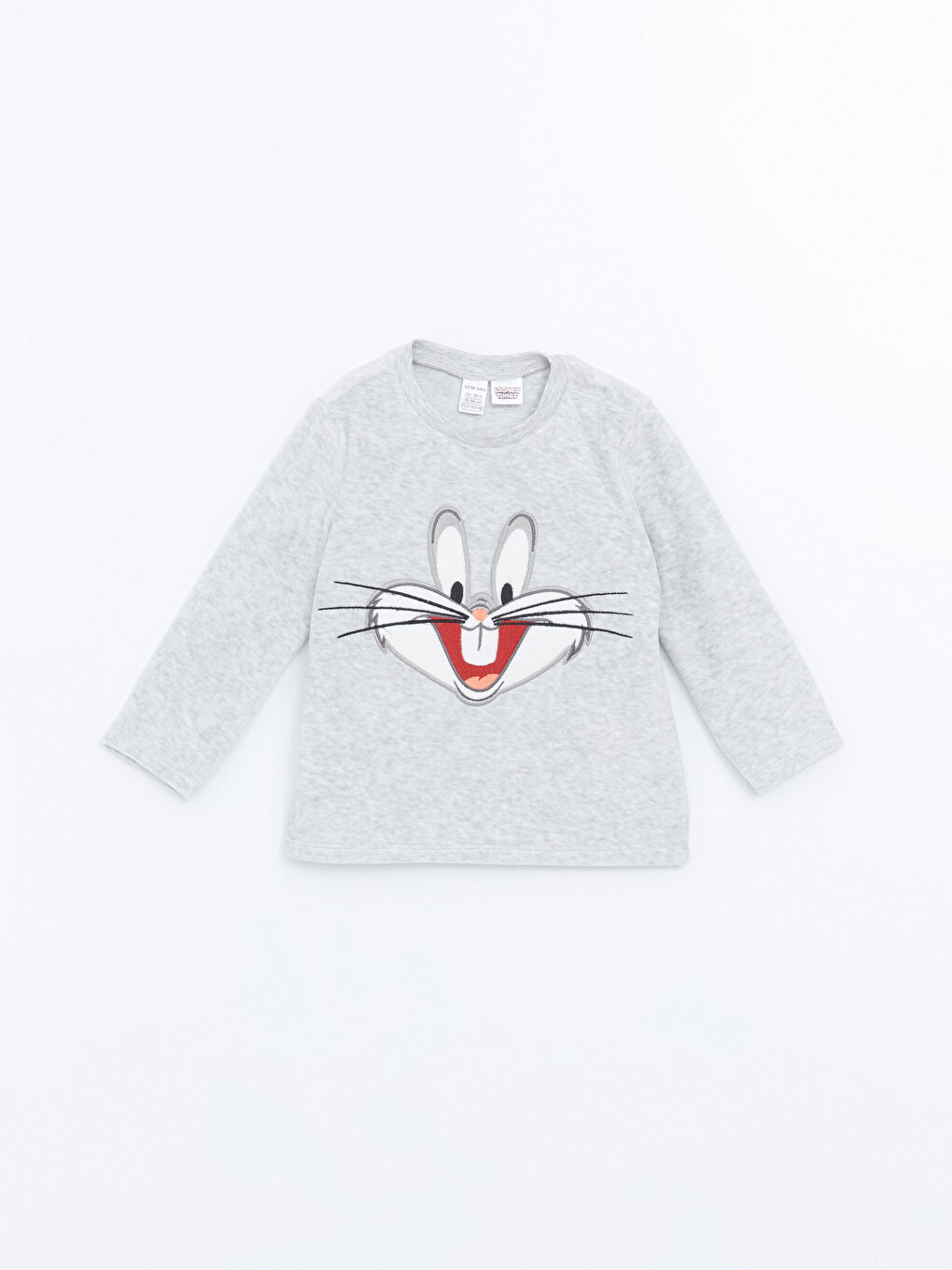 LCW Kids Beyaz Bisiklet Yaka Bugs Bunny Baskılı Erkek Çocuk Kadife Pijama Üst