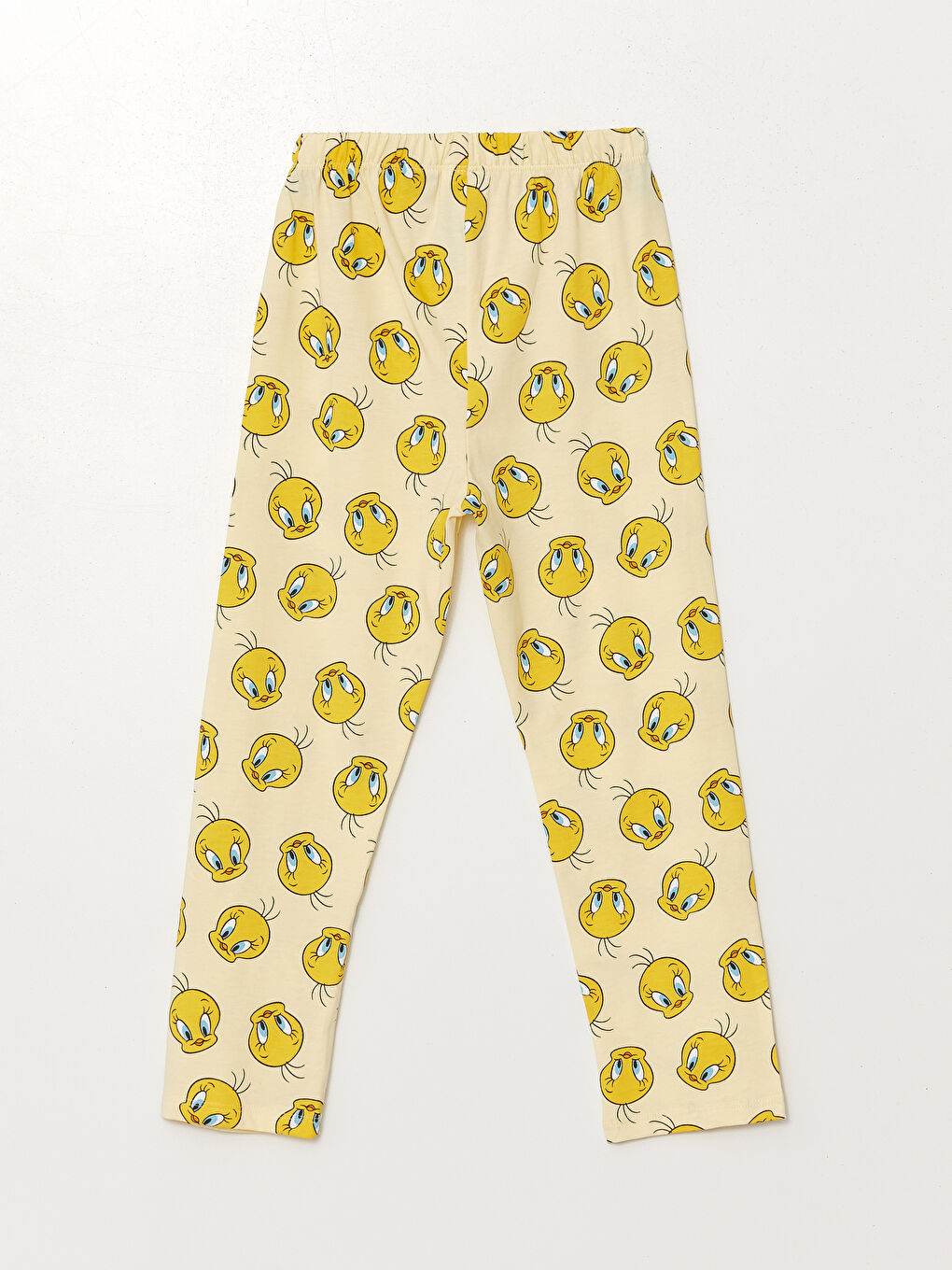 LCW baby Açık Sarı Baskılı Polo Yaka Tweety Baskılı Kız Bebek Pijama Takımı - 3