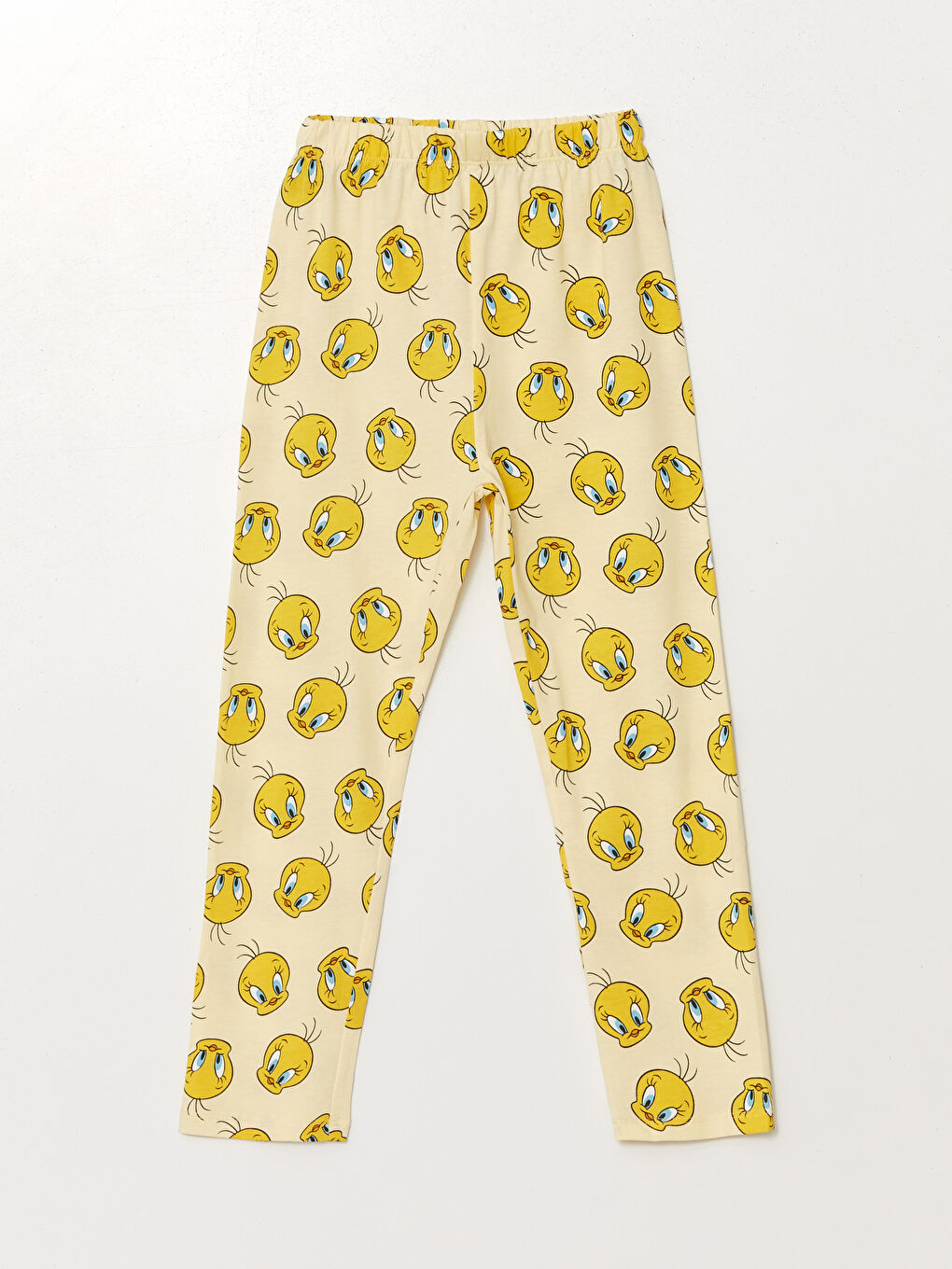 LCW baby Açık Sarı Baskılı Polo Yaka Tweety Baskılı Kız Bebek Pijama Takımı - 4