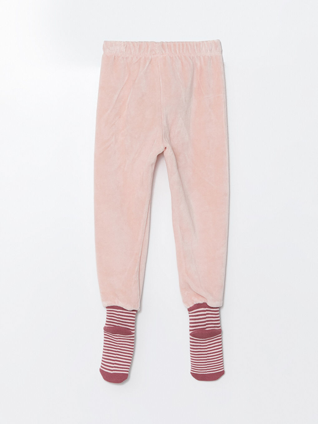 LCW baby Açık Pembe Beli Lastikli Çoraplı Kız Bebek Pijama Alt 2'li - 3