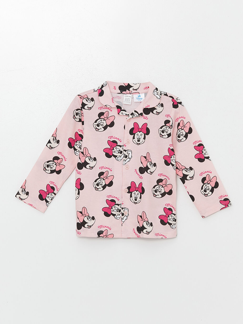 Pembe Kız Bebek Minnie Mouse Baskılı Pijama Üst