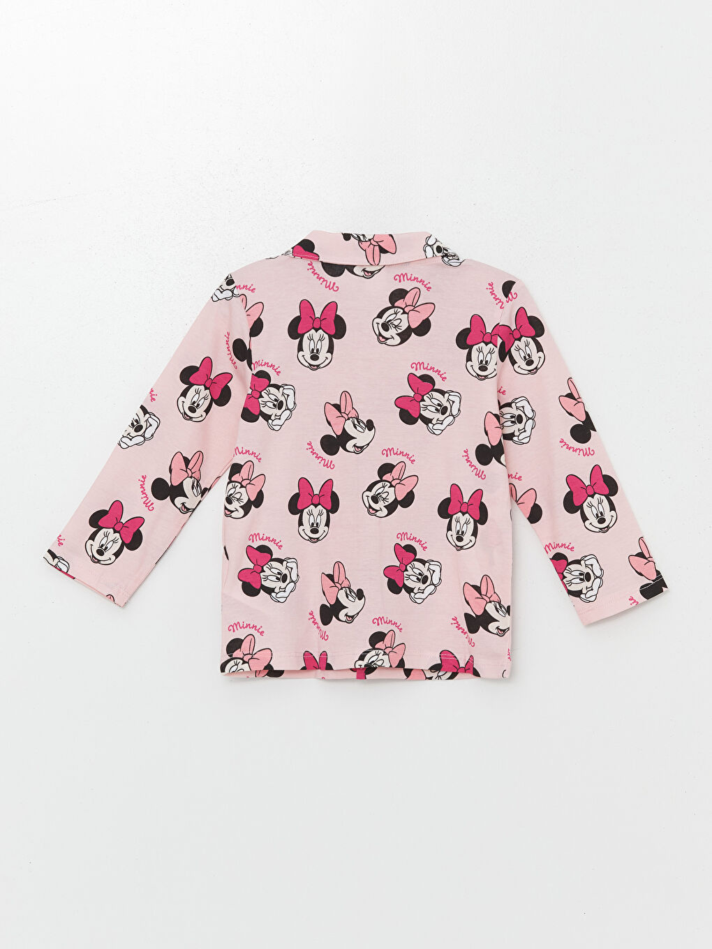 Pembe Kız Bebek Minnie Mouse Baskılı Pijama Üst-1