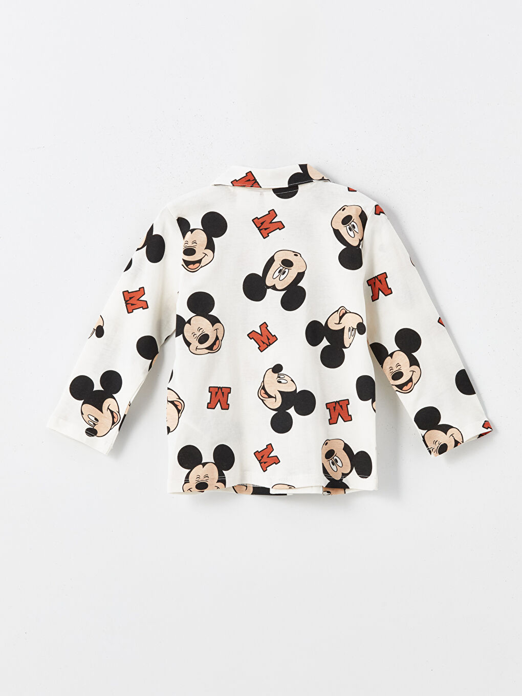 LCW baby Ekru Baskılı Polo Yaka Uzun Kollu Mickey Mouse Baskılı Erkek Bebek Pijama Takımı - 2