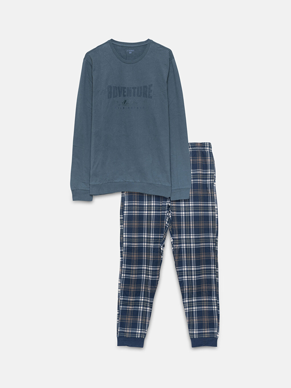Lacivert Standart Kalıp Ekose Erkek Pijama Takımı