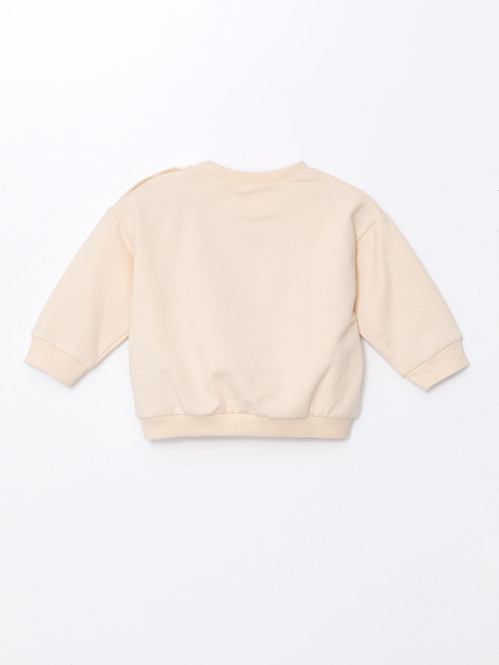 Bej Bisiklet Yaka Aslan Kral Baskılı Kalın Erkek Bebek Sweatshirt-1