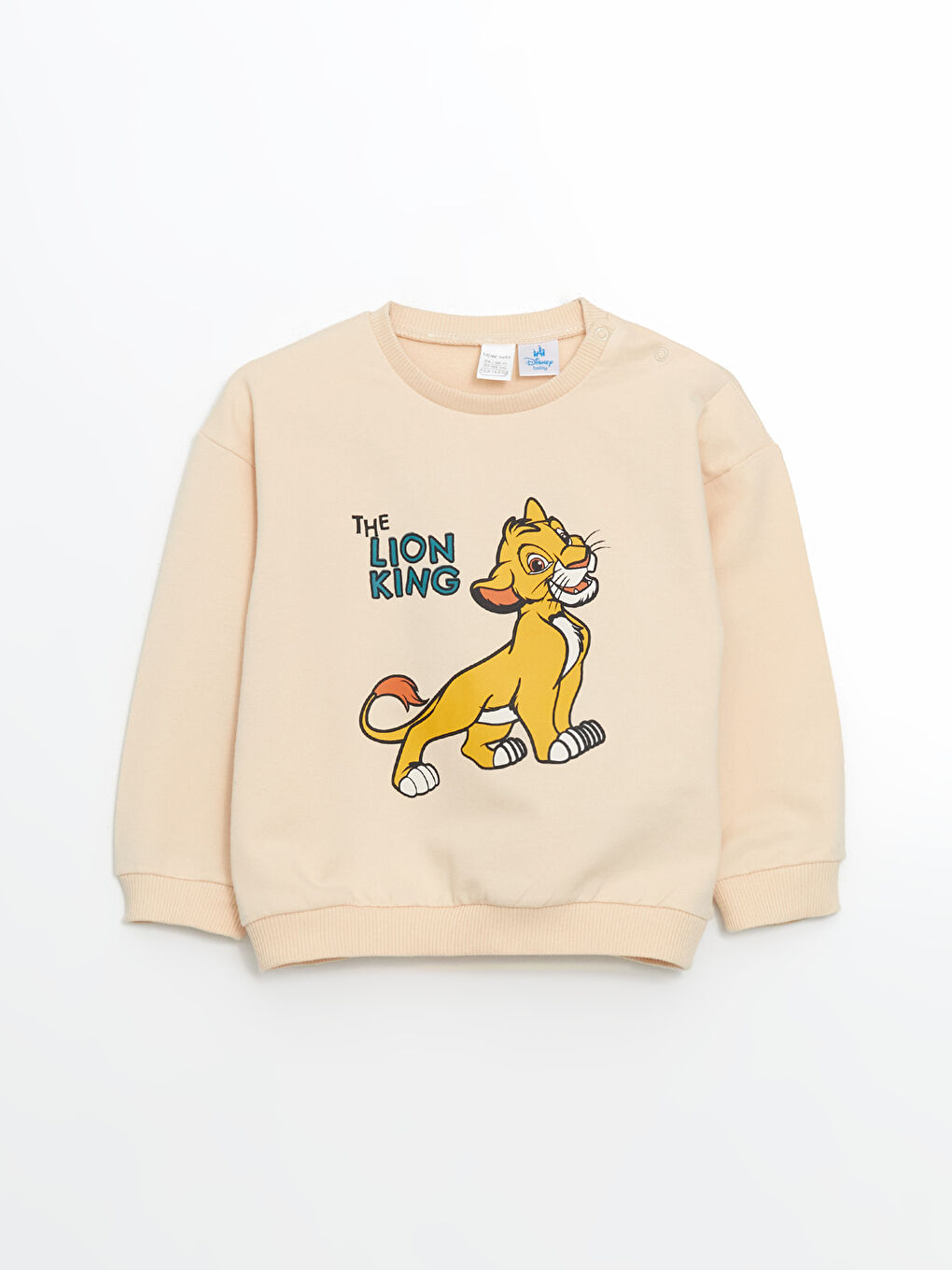 LCW baby Bej Bisiklet Yaka Aslan Kral Baskılı Erkek Bebek Sweatshirt ve Pantolon 2'li Takım - 1