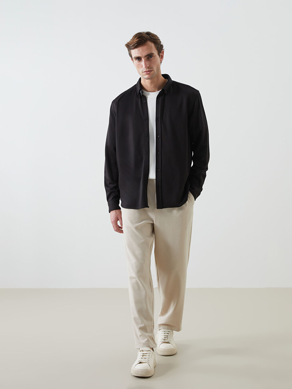 Slim Fit Long Sleeve Men's Shirt-1