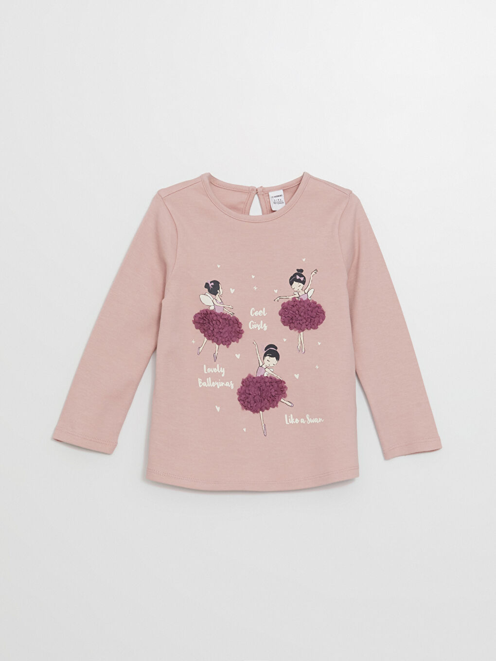 LCW Kids Тениска с кръгло деколте и дълъг ръкав за момичета -W4CY36Z1-FHP