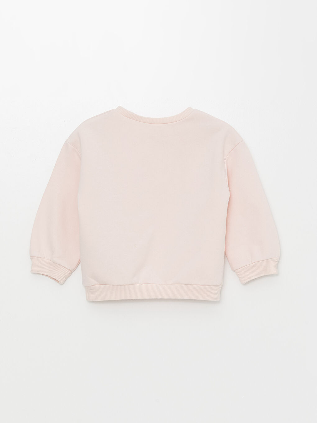 LCW ECO Açık Pembe Bisiklet Yaka Baskılı Kız Bebek Sweatshirt - 1