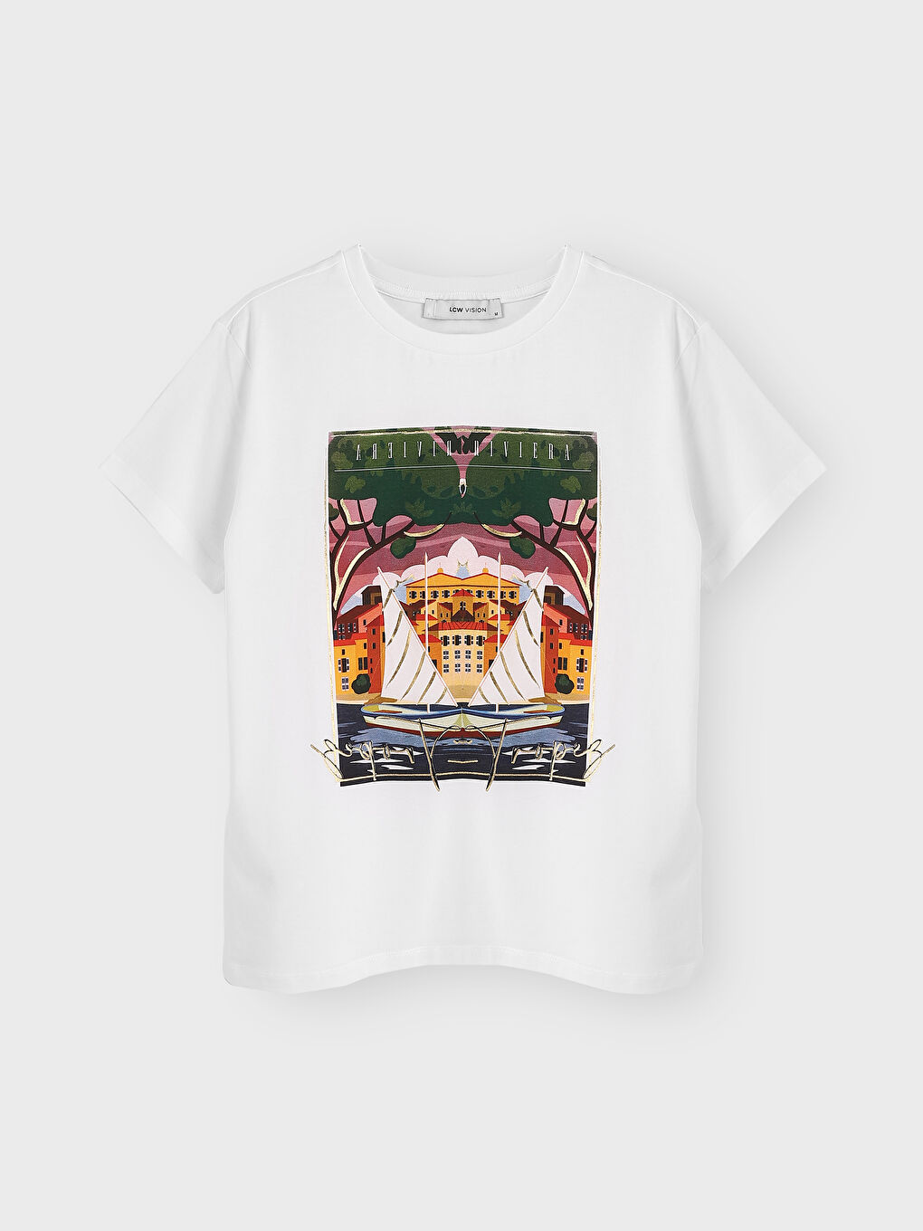 تيشيرت نسائي برقبة دائرية وأكمام قصيرة مطبوع