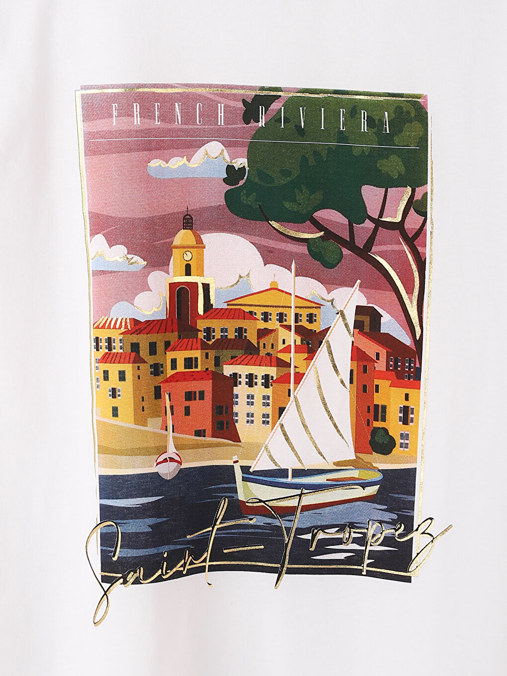 تيشيرت نسائي برقبة دائرية وأكمام قصيرة مطبوع-3