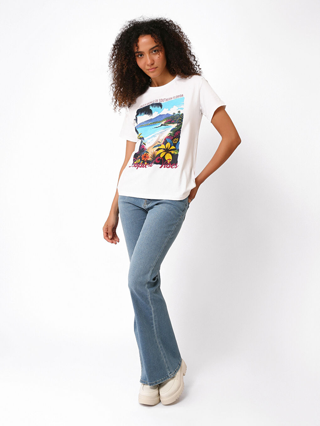Crew Neck Printed Short Sleeve Women's T-Shirt-1