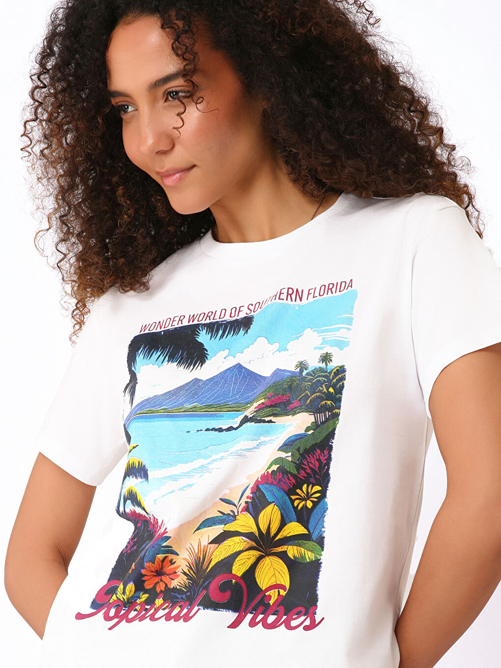 Crew Neck Printed Short Sleeve Women's T-Shirt-2