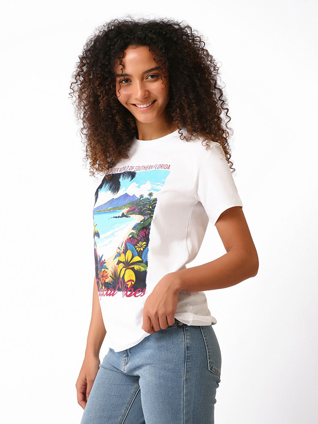 Crew Neck Printed Short Sleeve Women's T-Shirt-3