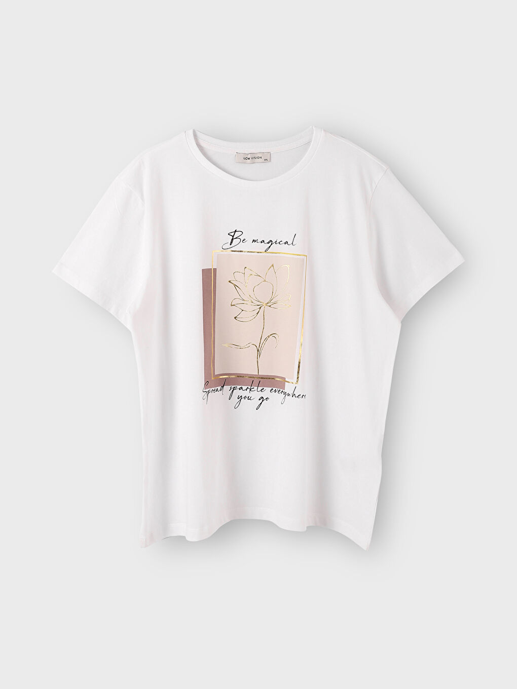 تيشيرت نسائي بأكمام قصيرة وياقة دائرية مطبوع