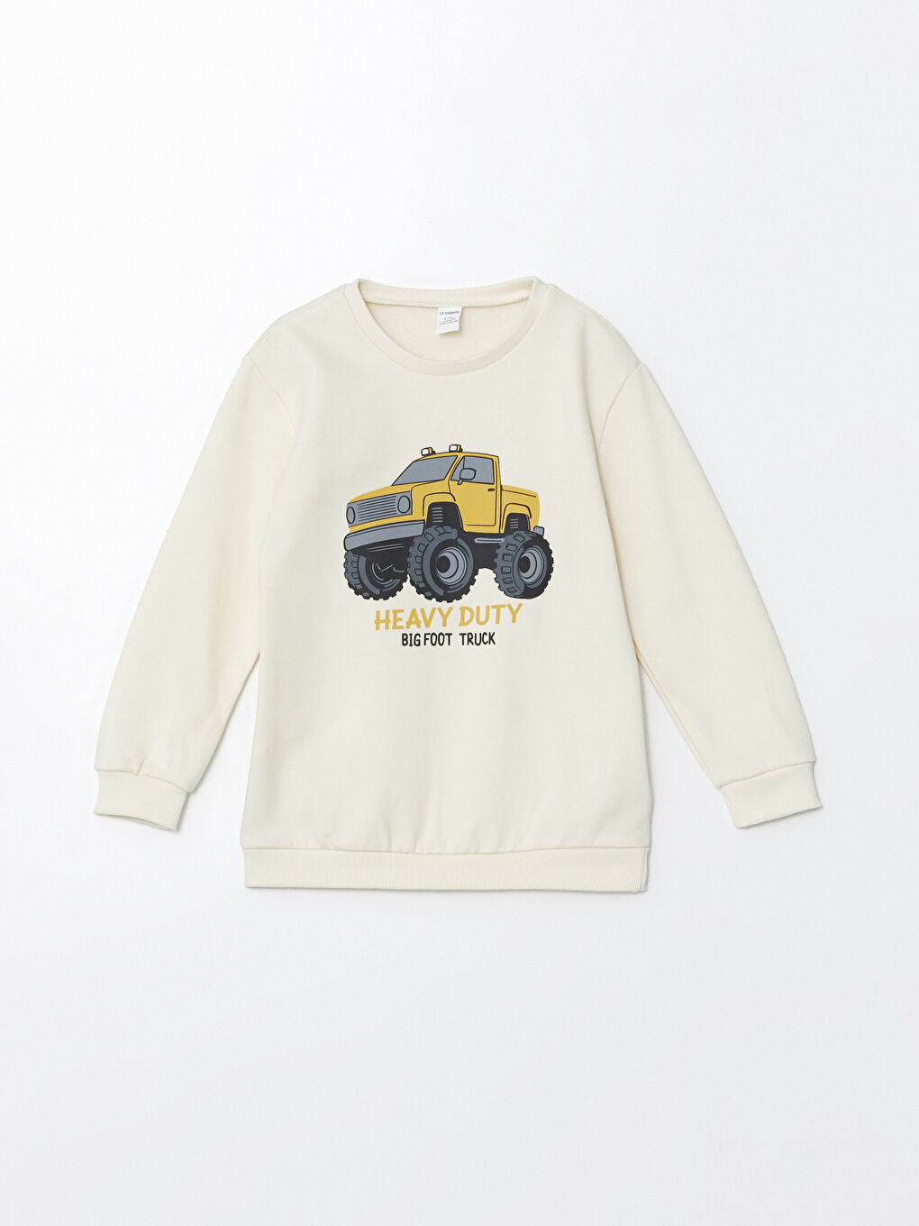 LCW Kids Açık Bej Bisiklet Yaka Uzun Kollu Baskılı Erkek Bebek Sweatshirt