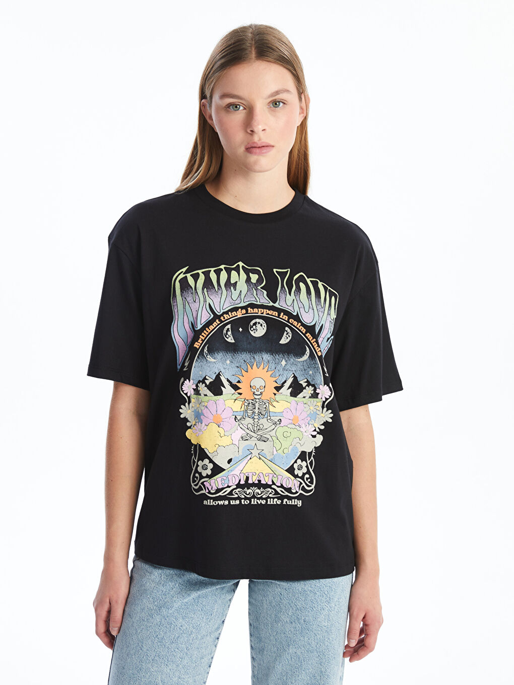 Crew Neck Printed Long Sleeve Women's T-Shirt