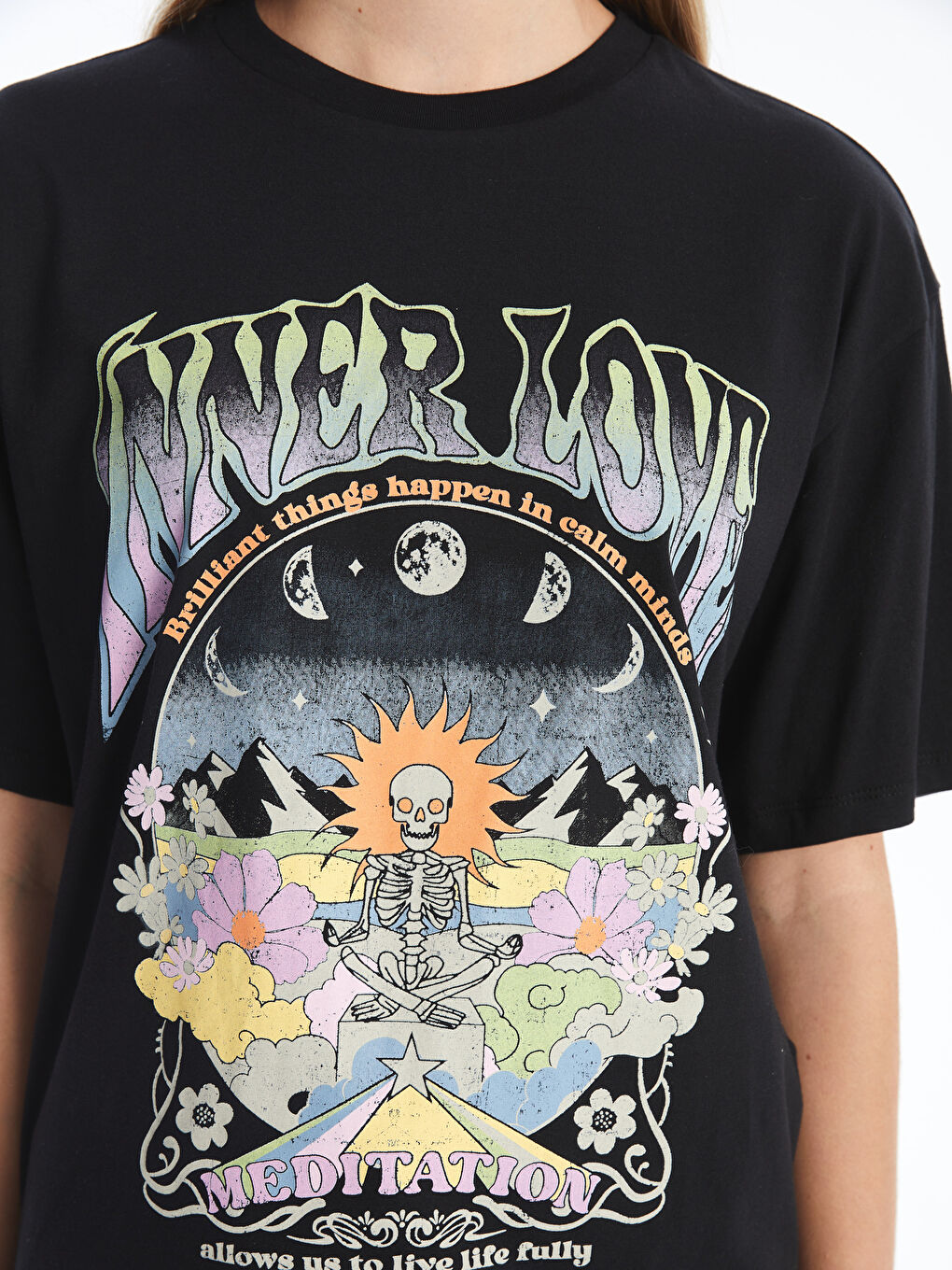 Crew Neck Printed Long Sleeve Women's T-Shirt-2