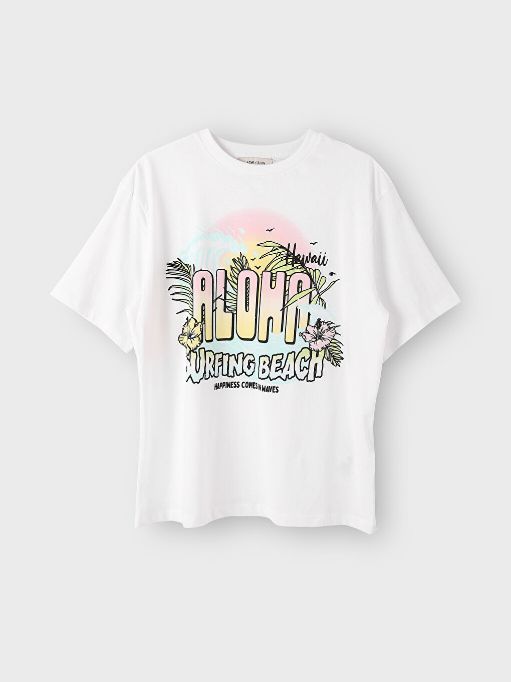 Crew Neck Printed Short Sleeve Oversize Women's T-Shirt