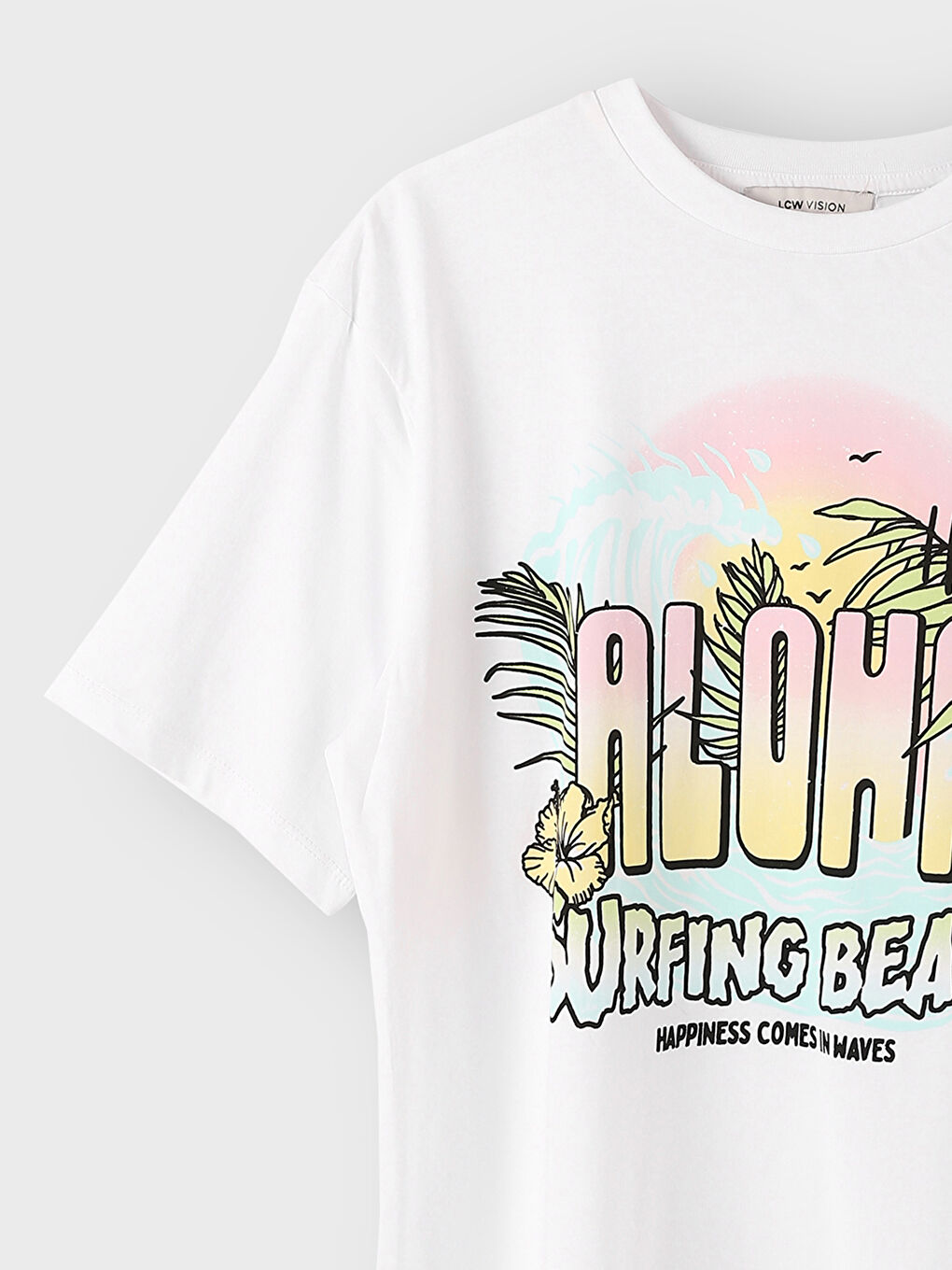 Crew Neck Printed Short Sleeve Oversize Women's T-Shirt-3