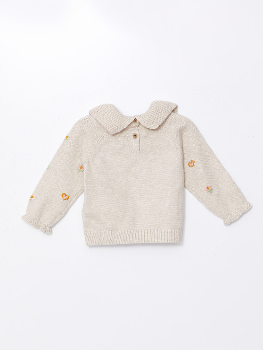 Karışık Bebe Yaka Nakışlı Kız Bebek Kazak-1