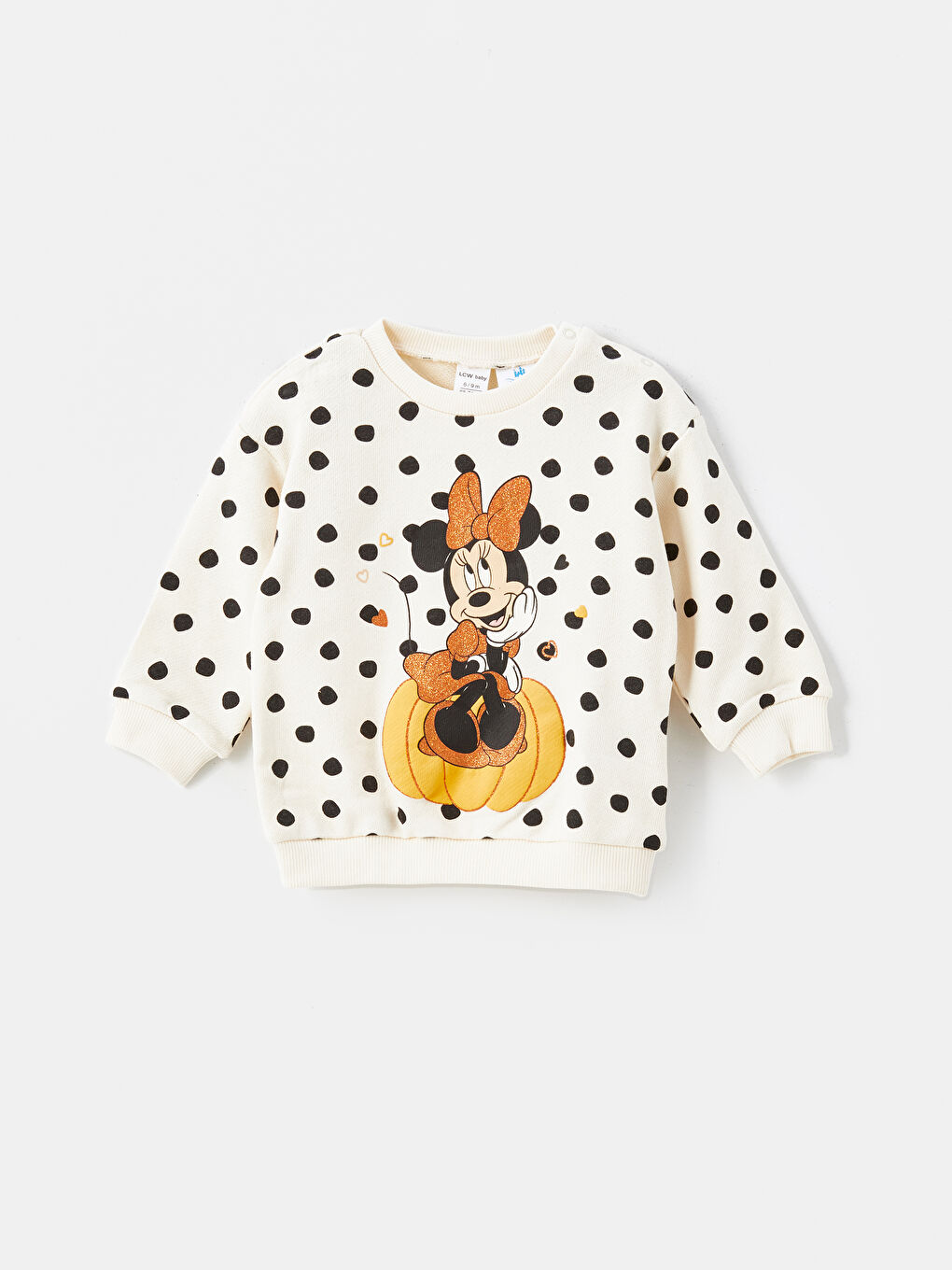 LCW baby Siyah Çizgili H12 Bisiklet Yaka Minnie Mouse Baskılı Kız Bebek Sweatshirt ve Tayt 2'li Takım - 1