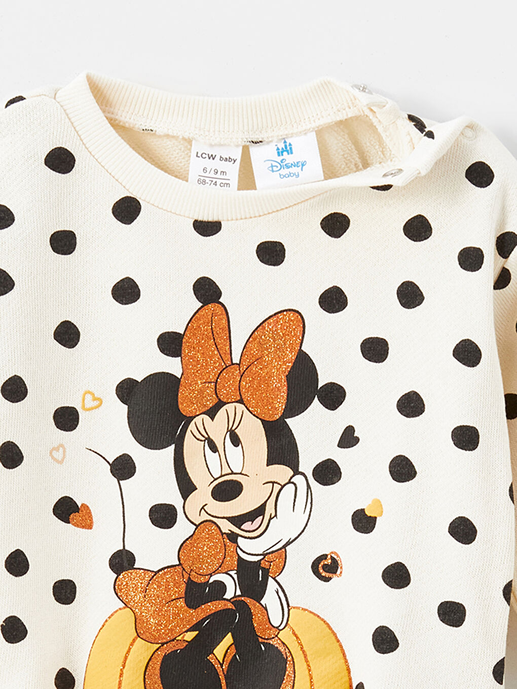 LCW baby Siyah Çizgili H12 Bisiklet Yaka Minnie Mouse Baskılı Kız Bebek Sweatshirt ve Tayt 2'li Takım - 4