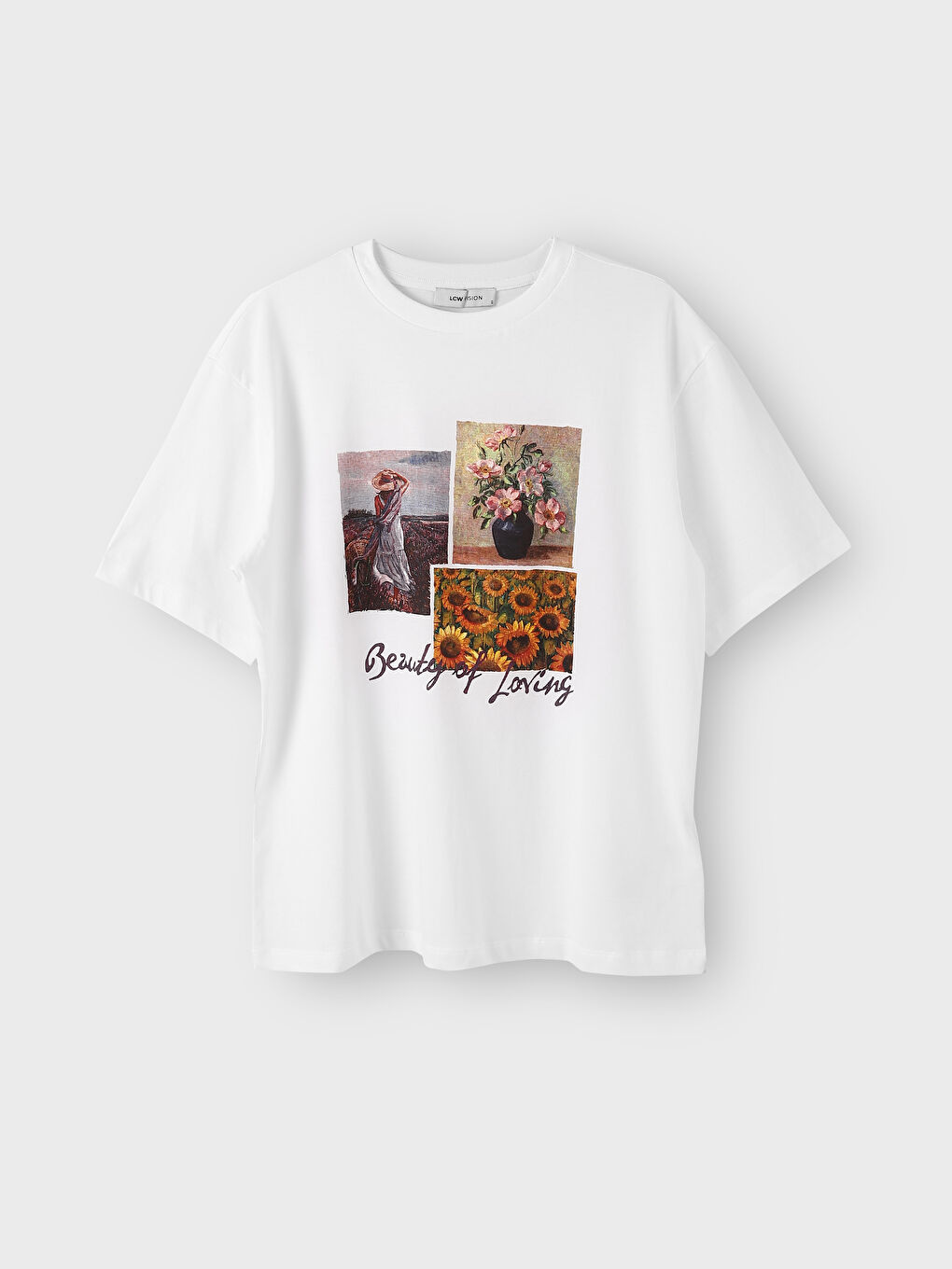 Crew Neck Printed Short Sleeve Oversize Women's T-Shirt