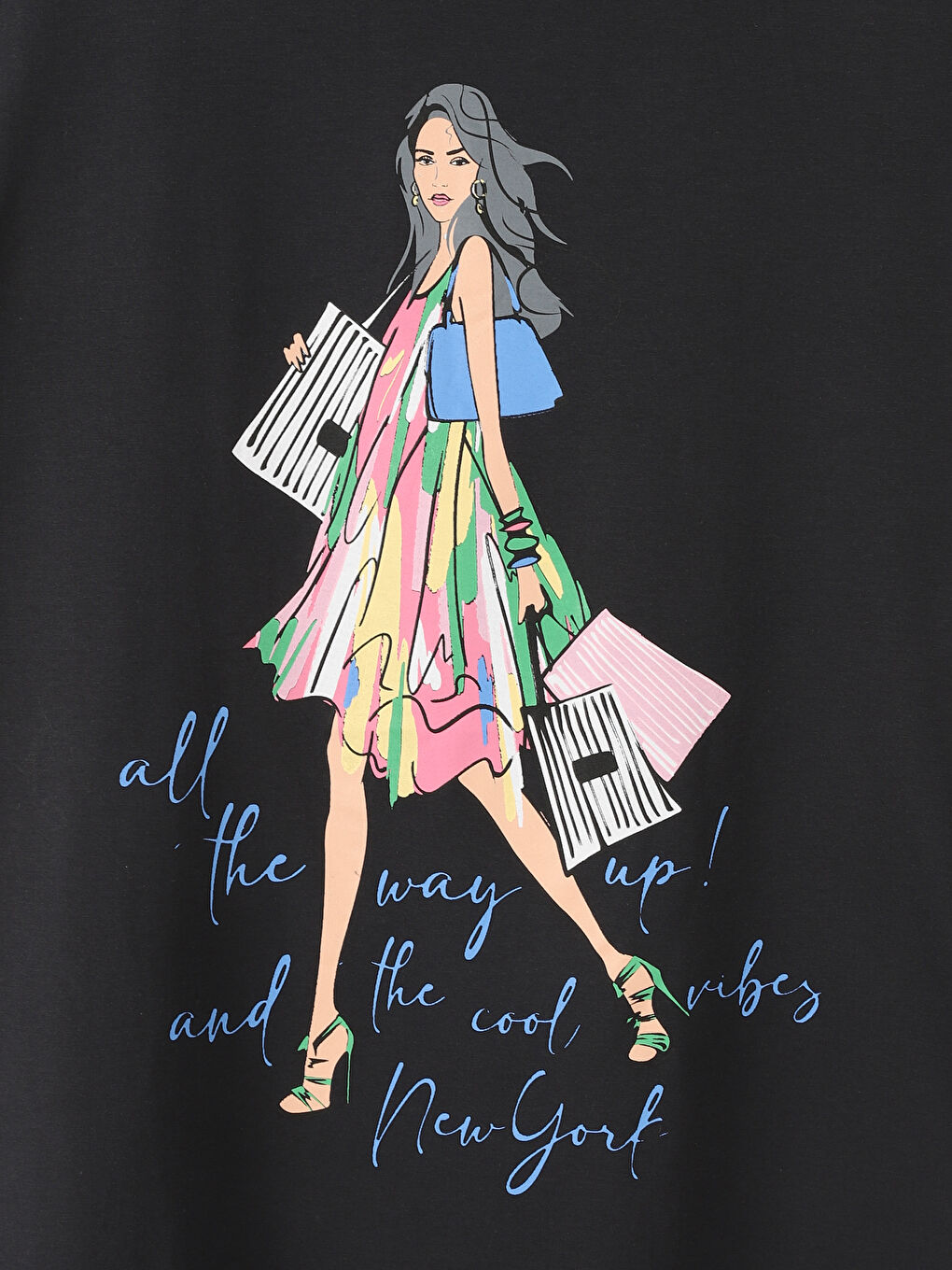 تي شيرت نسائي مطبوع برقبة دائرية-2