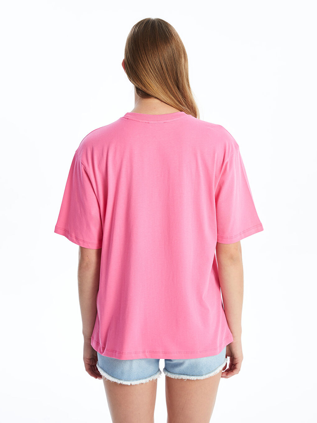 მრგვალი საყელო ნაბეჭდი მოკლე სახელო ქალებისთვის მაისური-3